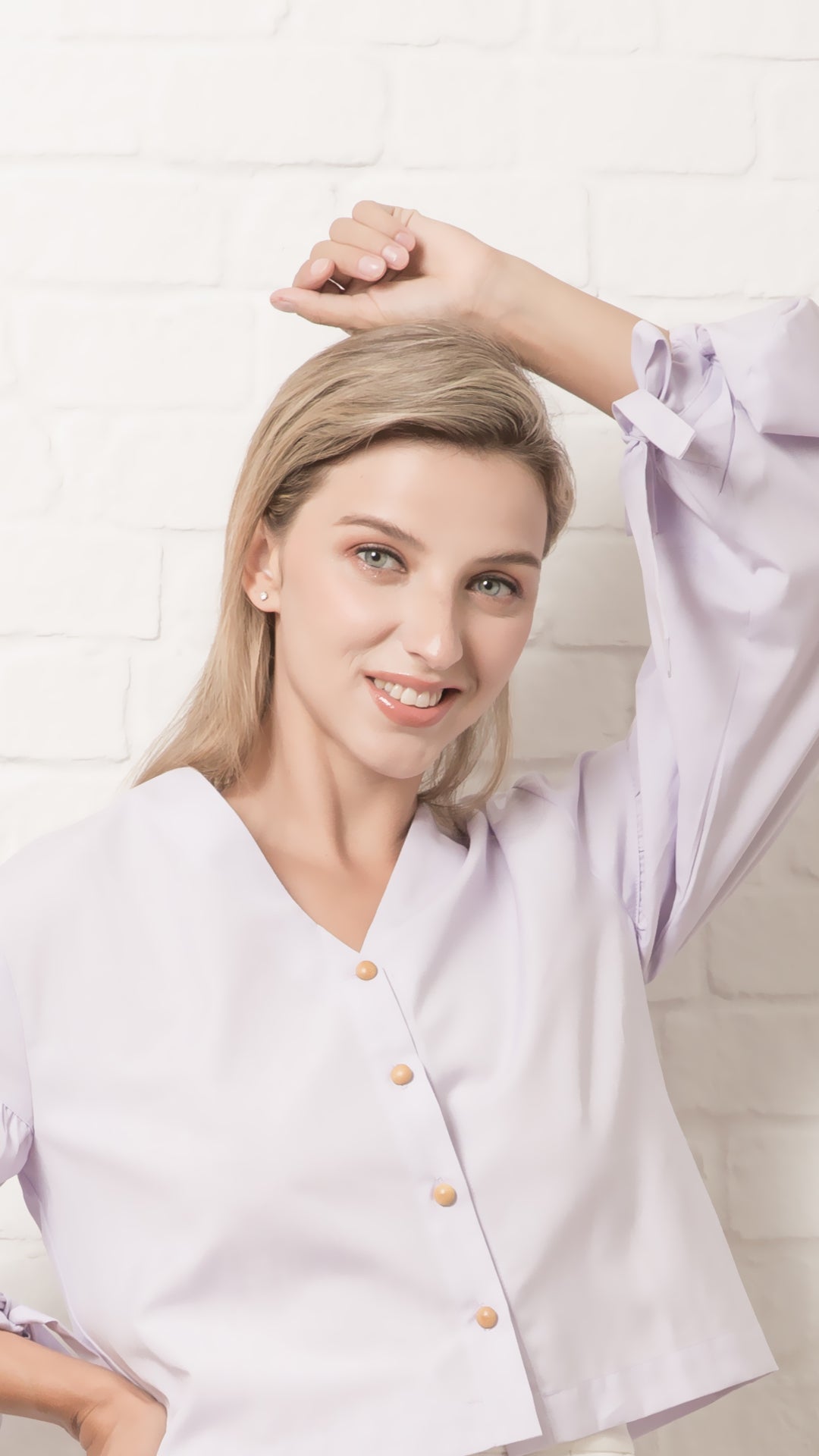 Amethyst Blush Tie Cuff Shirt TAKTAI